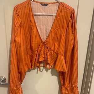 Tie-front long sleeve BoHo top